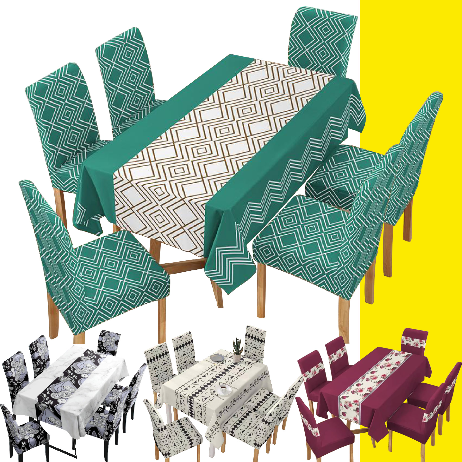 Combo Mantel Comedor + 6 Forros de Silla Diseño